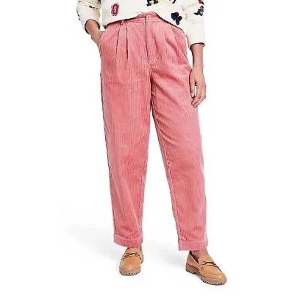 Rowing Blazers x Target size 6 Pink Corduroy Ankle Pants‎ Pleated Wide Wale